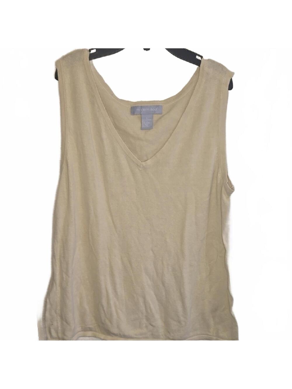 Modern Soul Cream Crochet Knit Sweater with Sleeveless Inner Tank Top Set Size L